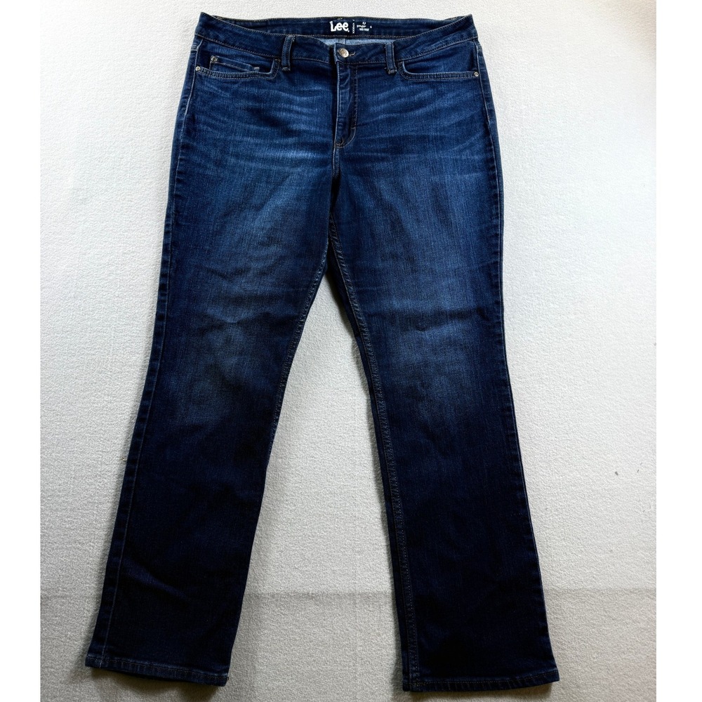 Lee Straight Leg Jeans Women 16M Blue Mid Rise Stretch 36x28